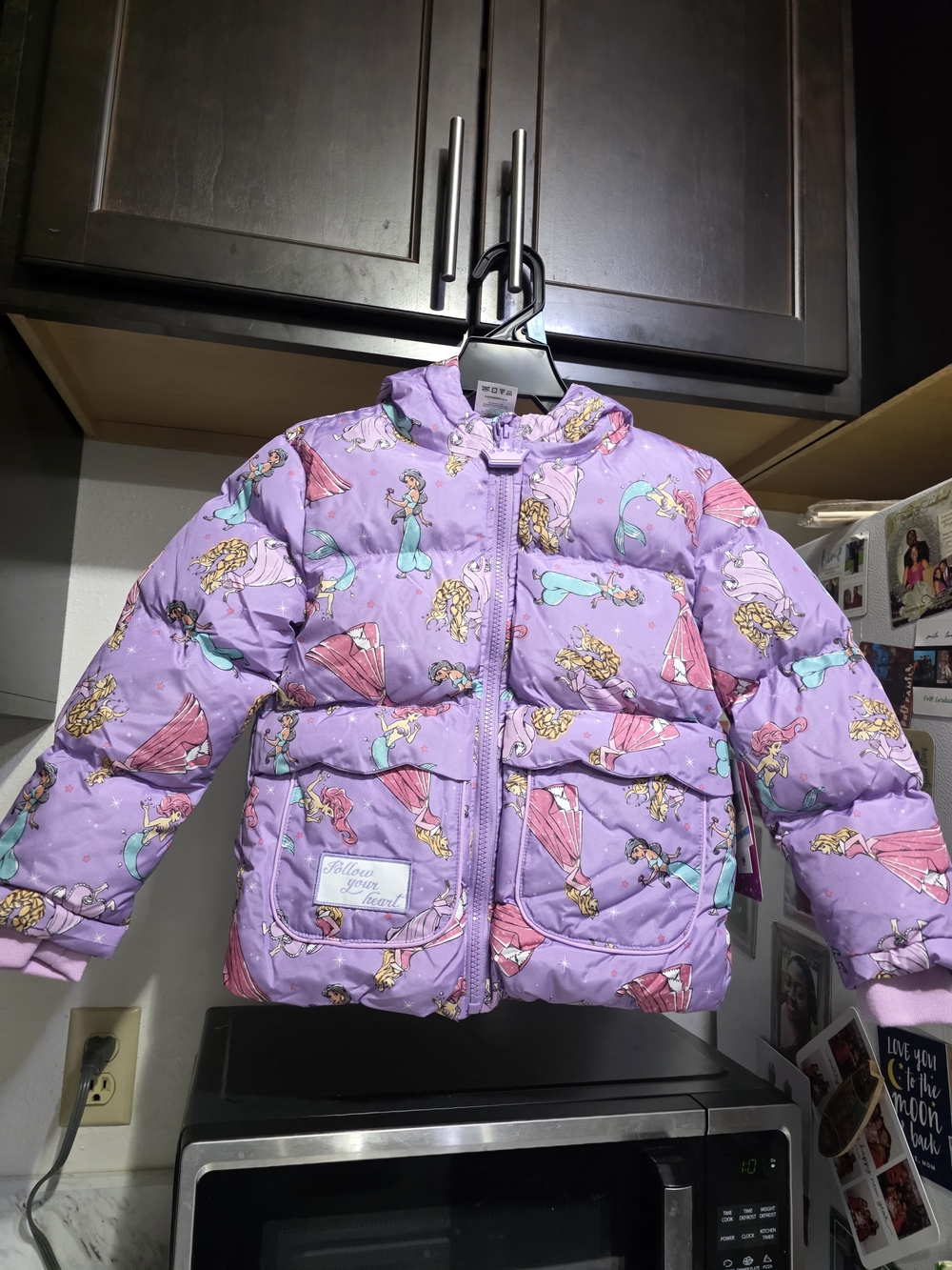 Disney Girls' Purple Princess Puffer Jacket Toddler 6X